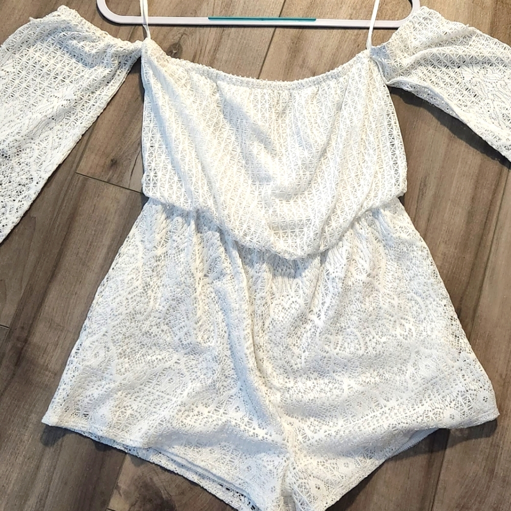 Windsor white lace romper